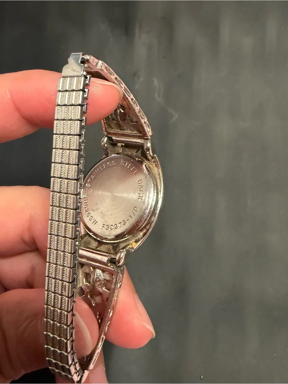 Art Deco Marcasite Silver-Tone Watch – Oval Face – Vintage Ladies